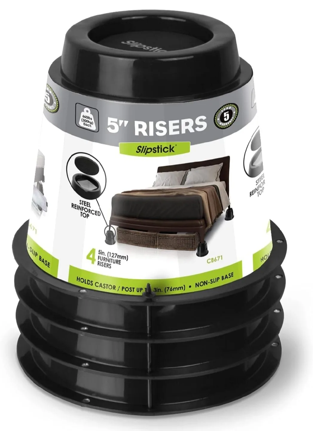 Slipstick 5" Bed Risers/Furniture Raisers - Set of 4 thumbnail