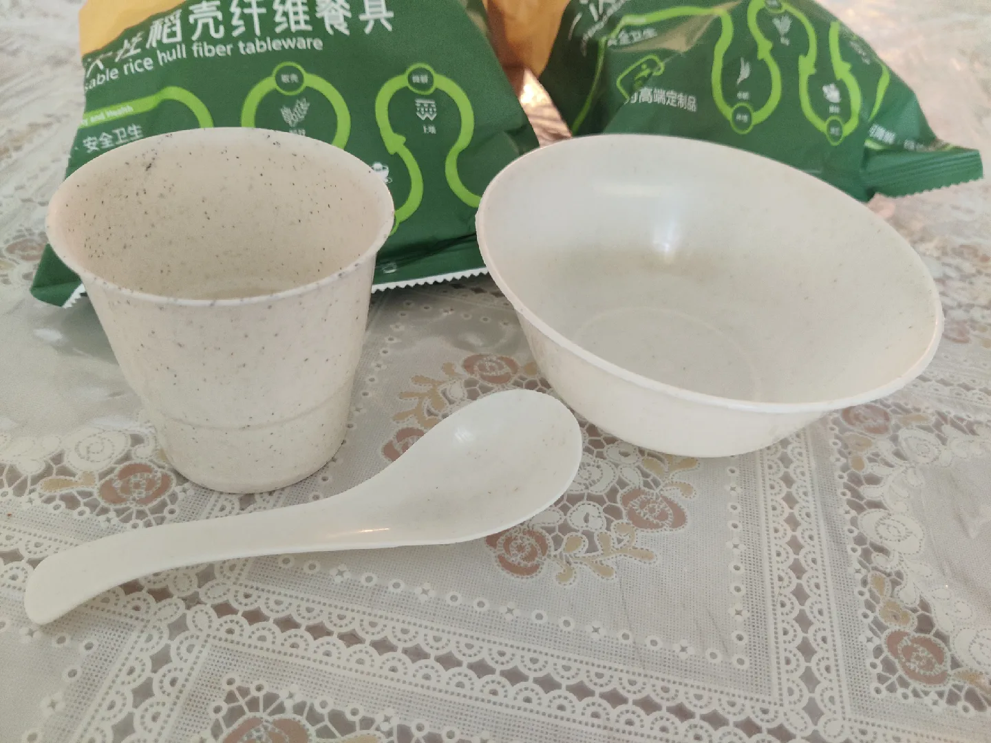 $3 for 15 sets Disposable Rice Hull Fibre Tableware image indicator(3)