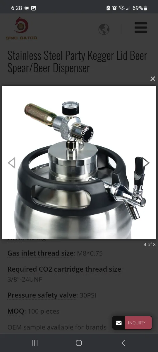 Stainless Steel Party Kegger Beer Dispenser 5L new image indicator(5)