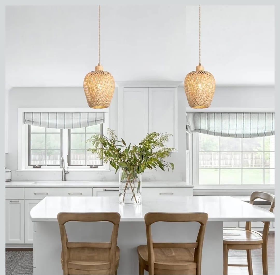 Woven Rattan Pendant Light Fixture