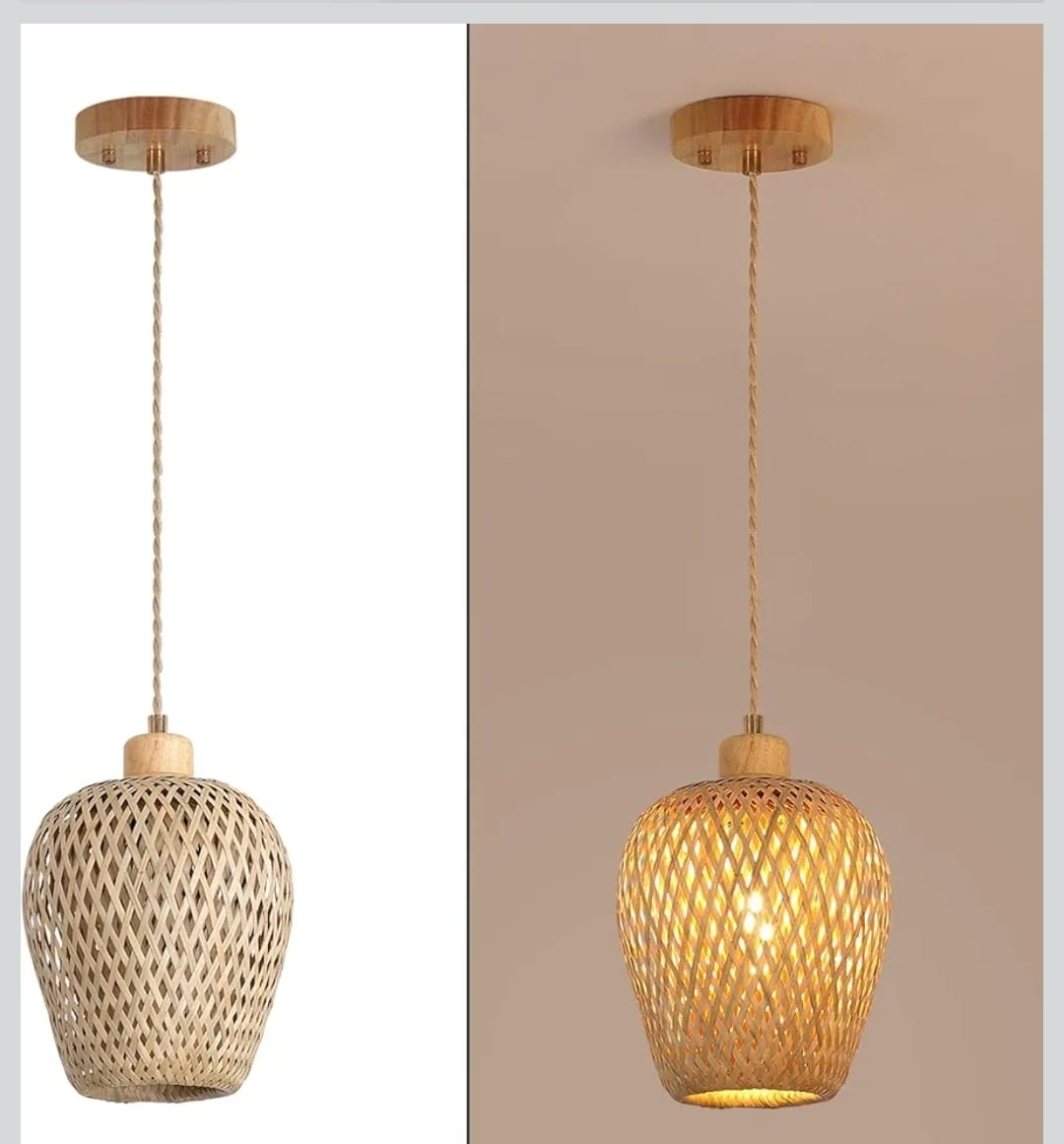 Woven Rattan Pendant Light Fixture - photo 5