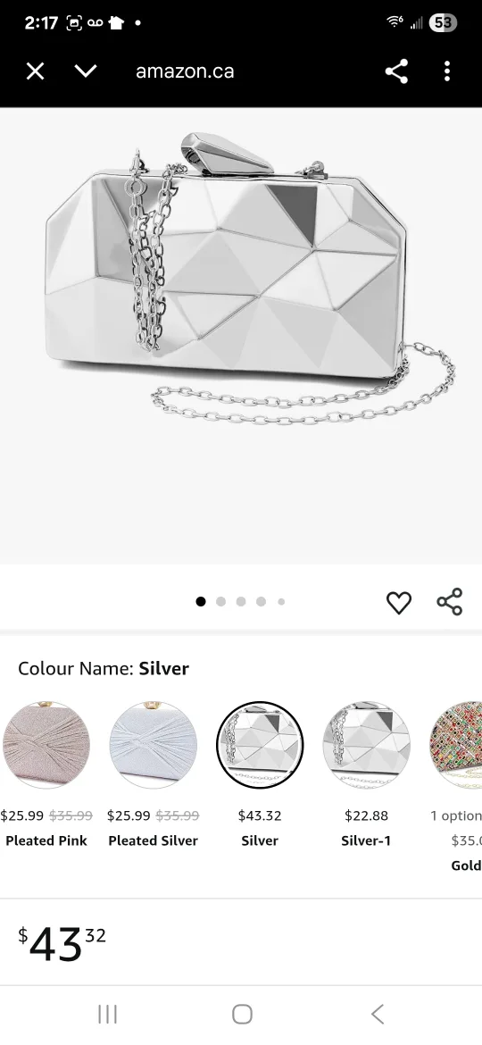 Silver Geometric Clutch Bag image indicator(3)