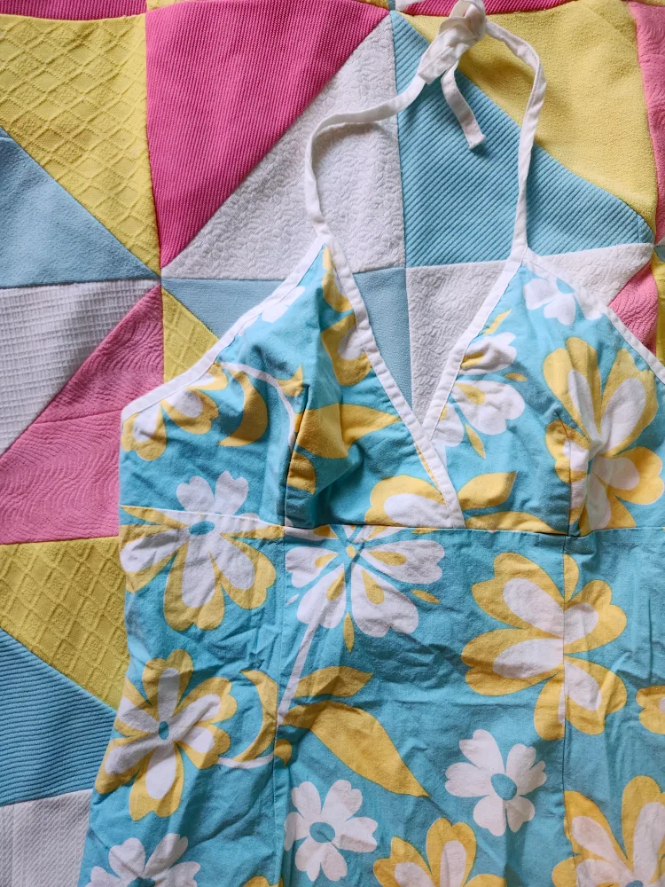 y2k blue floral halter dress image indicator(3)