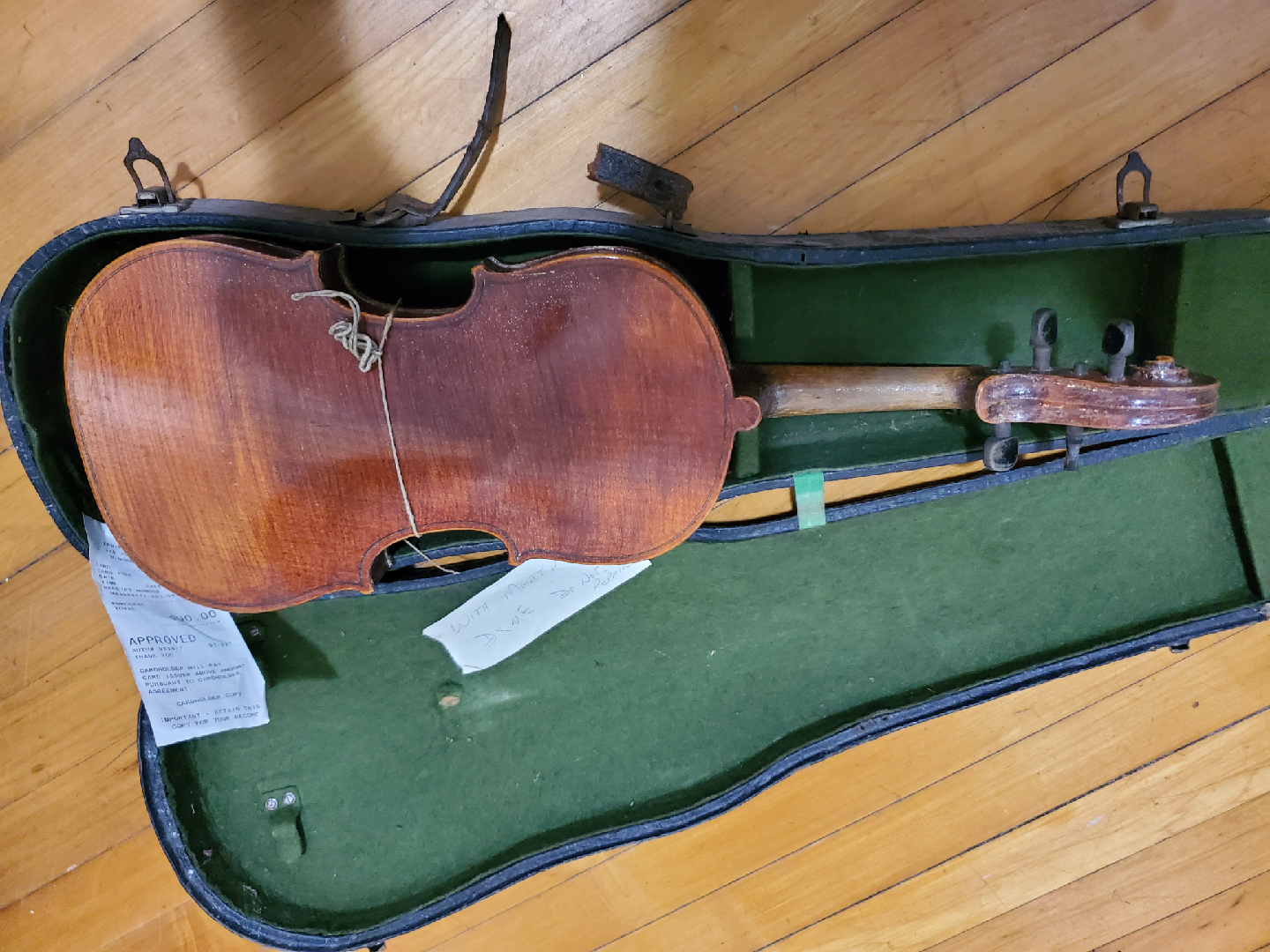 Vintage cat gut string a Violin with Case and rosin - photo 2