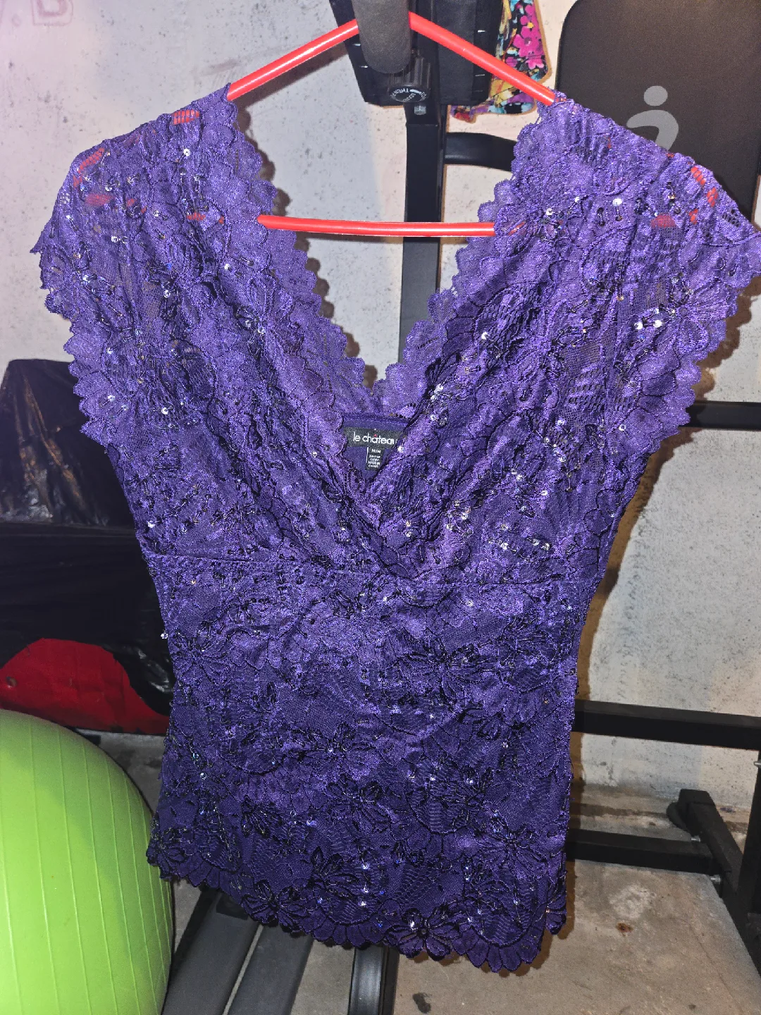 Le Chateau Purple Lace Top - Size M thumbnail