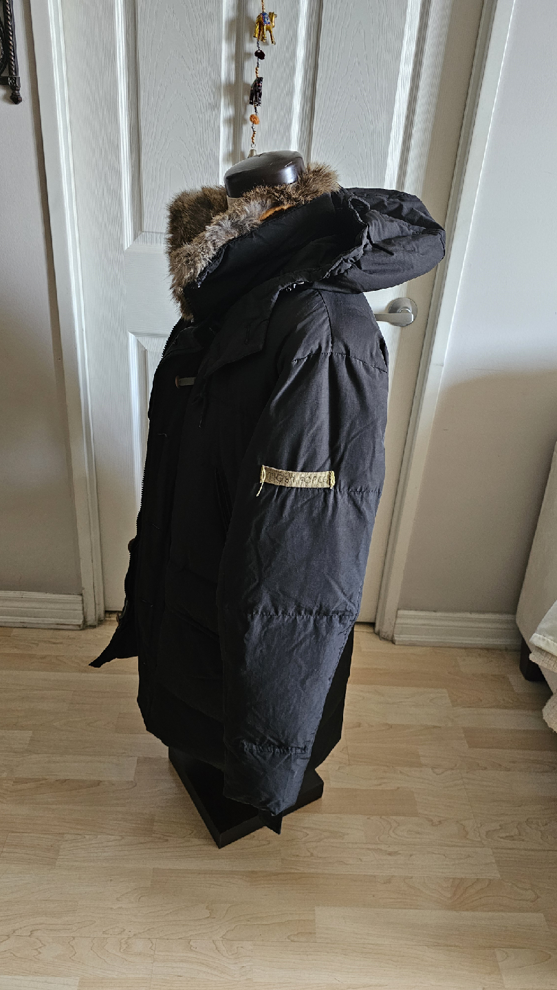 Black Winter Parka with Fur Trim with Hoodie - photo 3