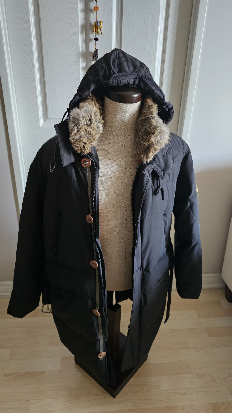 Black Winter Parka with Fur Trim with Hoodie - photo 4