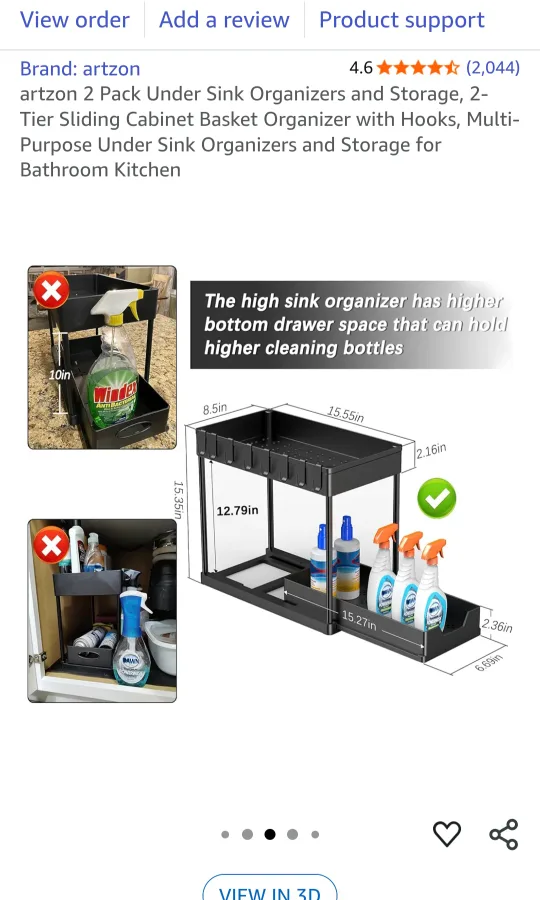 Artzon 2-Tier Under Sink Organizer - New in Box! image indicator(4)