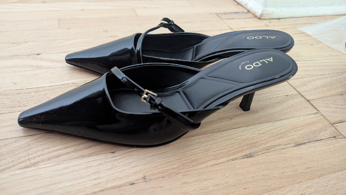 ALDO Black Pointed Toe Heels - Size 9 - photo 2