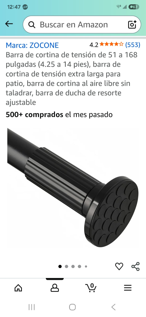 Zocone Tension Curtain Rod - Black - photo 3