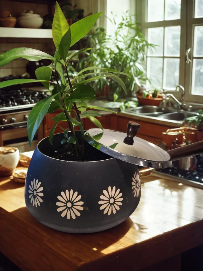 Potted Plant in vintage cooking pot thumbnail