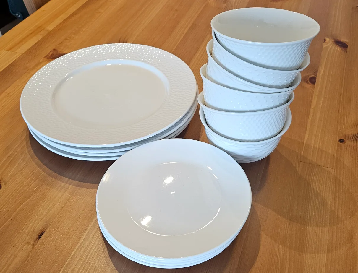 White Dinnerware Set - Plates and small Bowls thumbnail