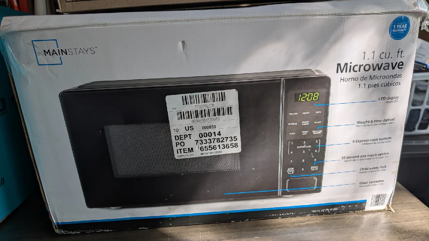 Mainstays 1.1 cu ft Microwave - Black