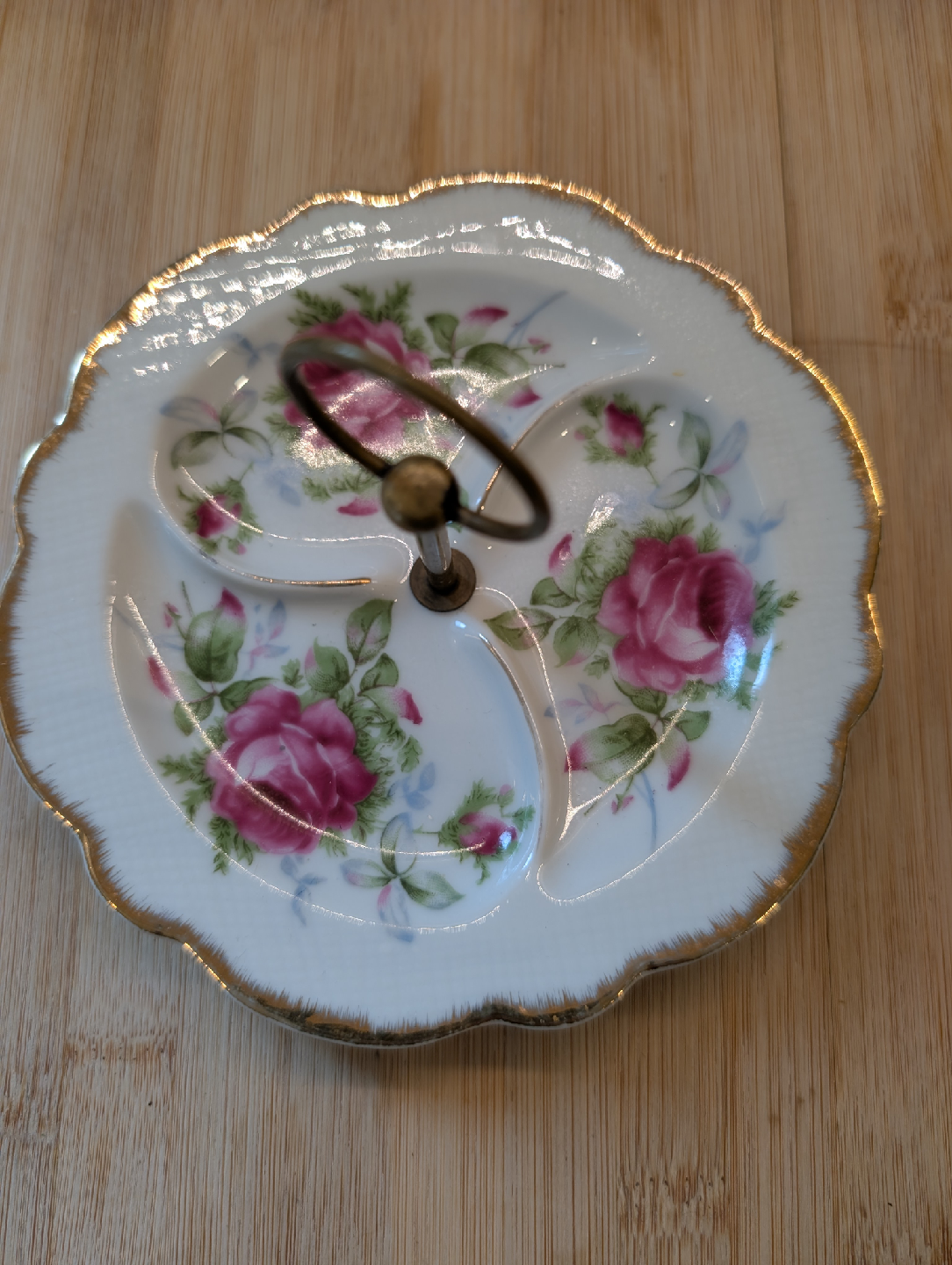 L'Amour China Gold and Floral Hand Painted Jewelry Dish - photo 2