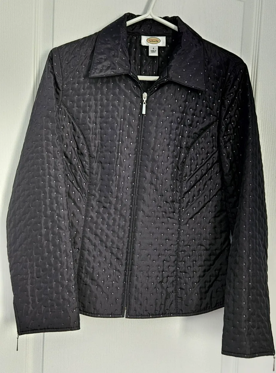 Talbots Black Quilted Jacket, Size 4 thumbnail