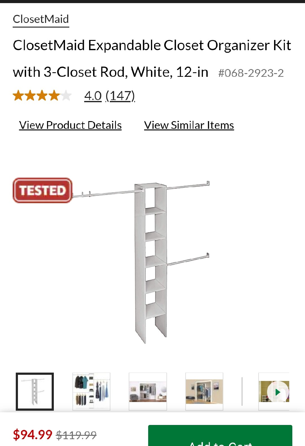 ClosetMaid Expandable Closet Organizer Kit, White - photo 3