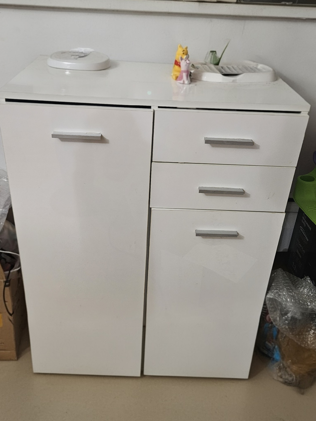 White Cabinet with Drawers & Door