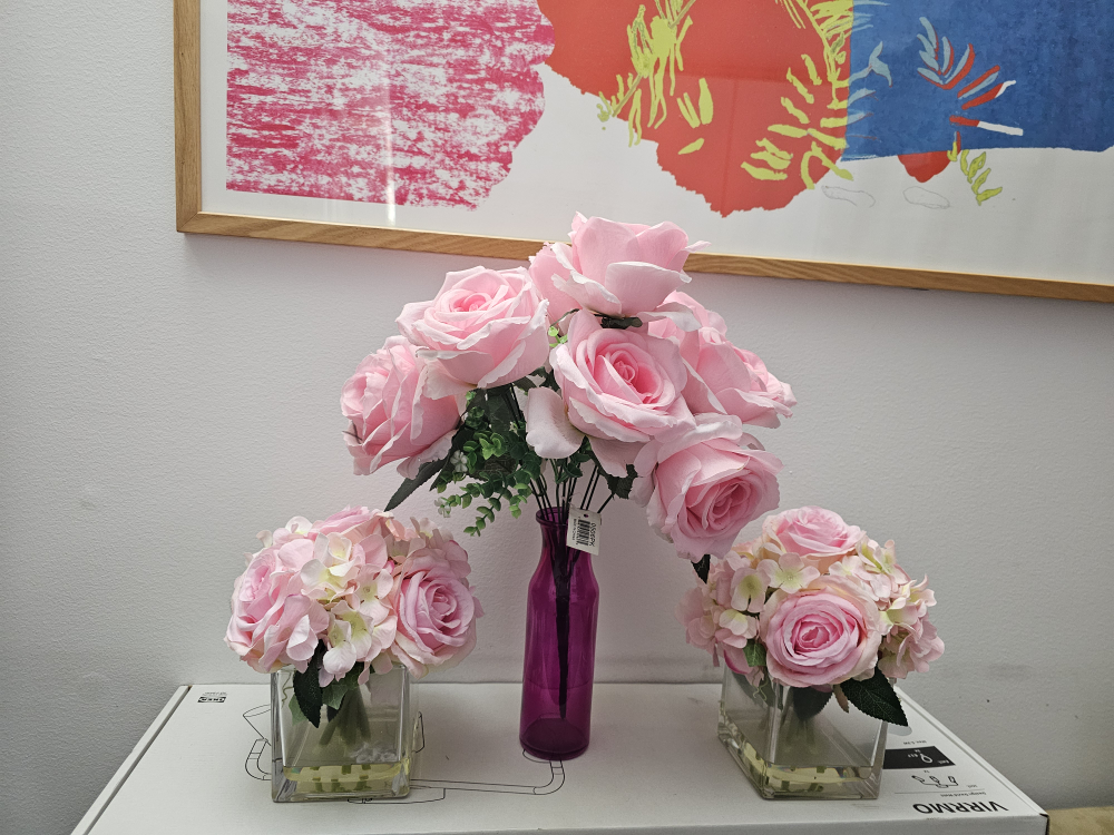 Artificial Pink Rose Flower Arrangement - photo 3