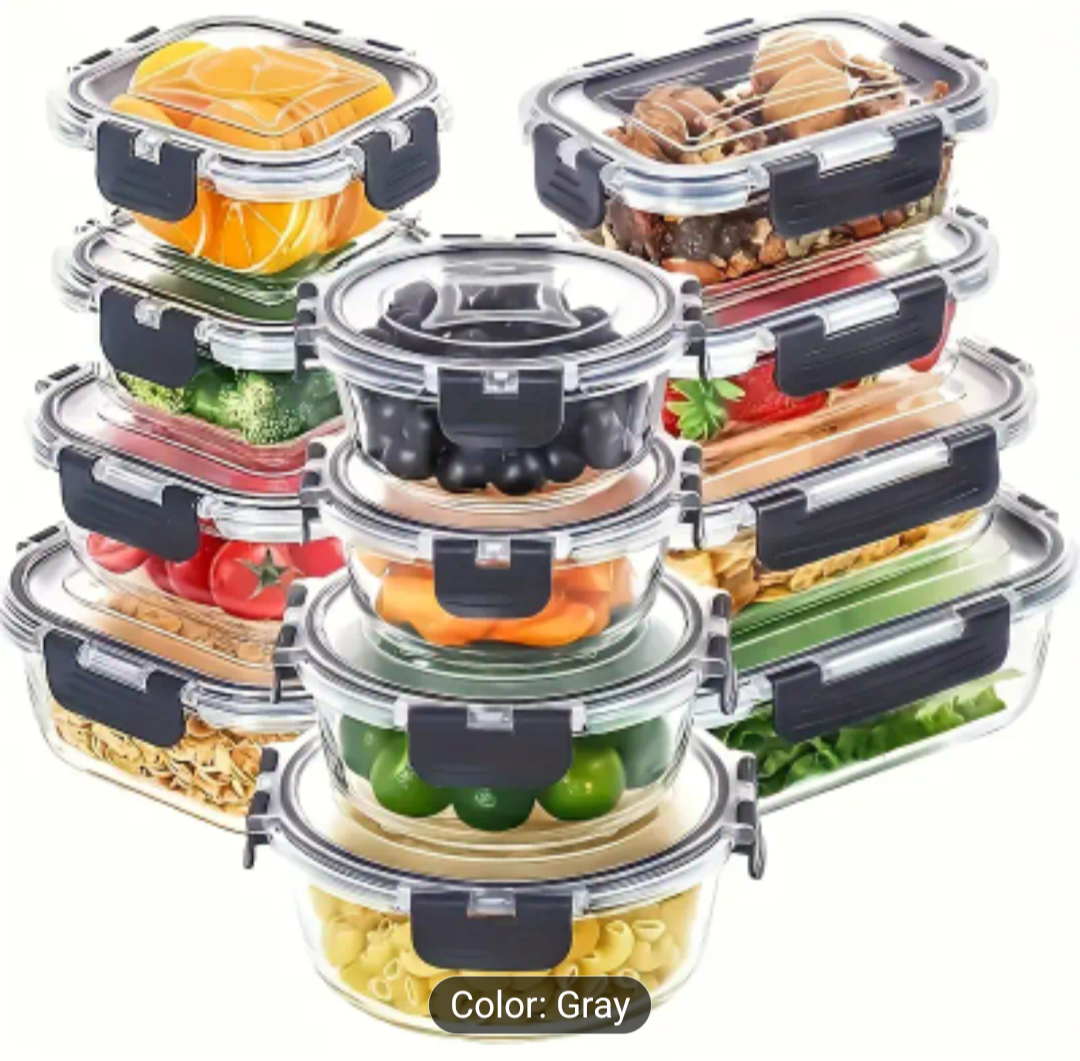 brand new 12 pack glass food storage containers awt