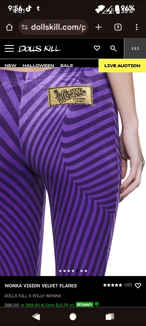 Dolls Kill x Willy Wonka Velvet Flare pants image indicator(3)