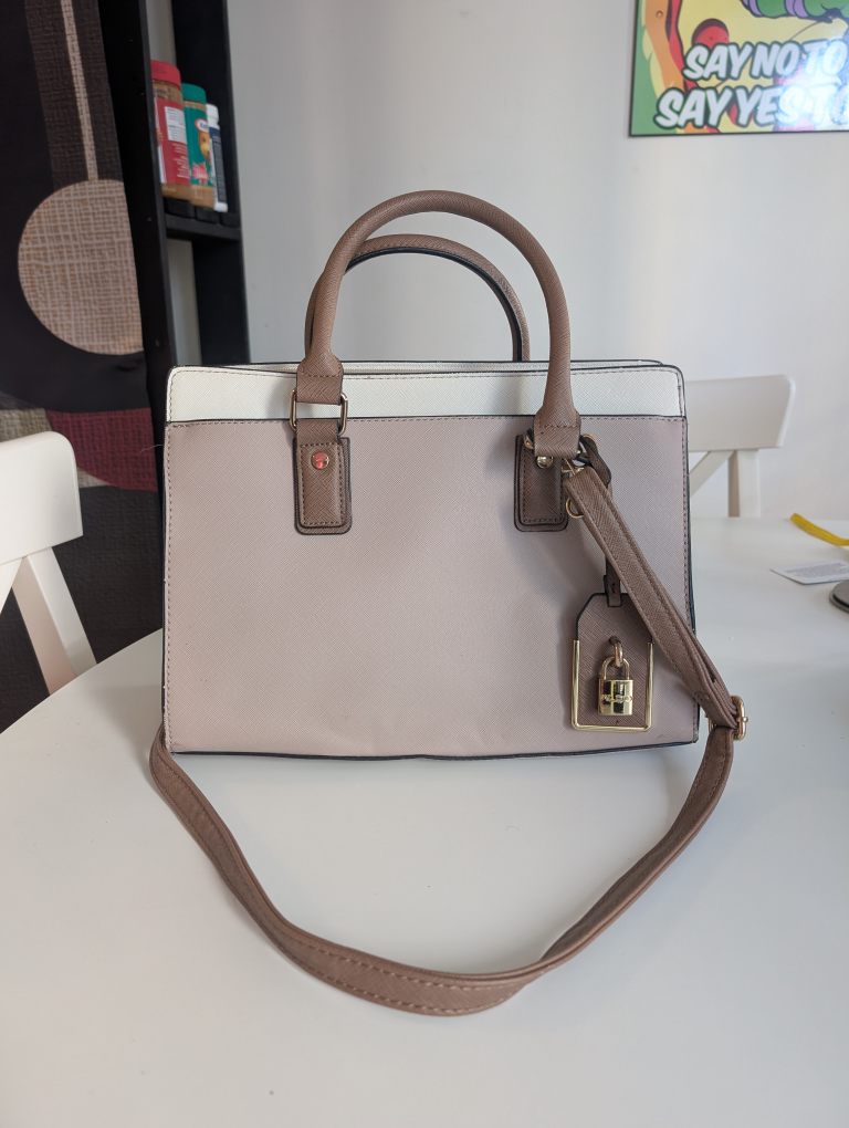 Aldo Satchel Handbag - Beige & Cream