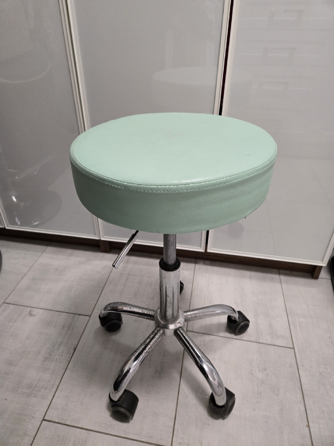 Mint Green Adjustable Rolling Stool