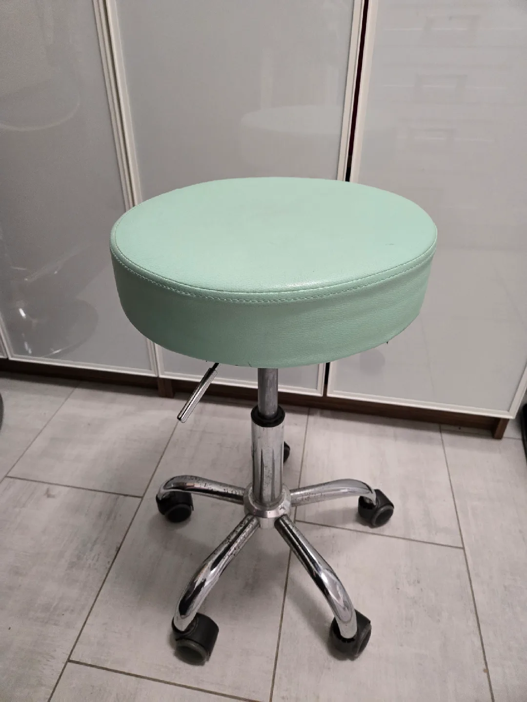 Mint Green Adjustable Rolling Stool thumbnail