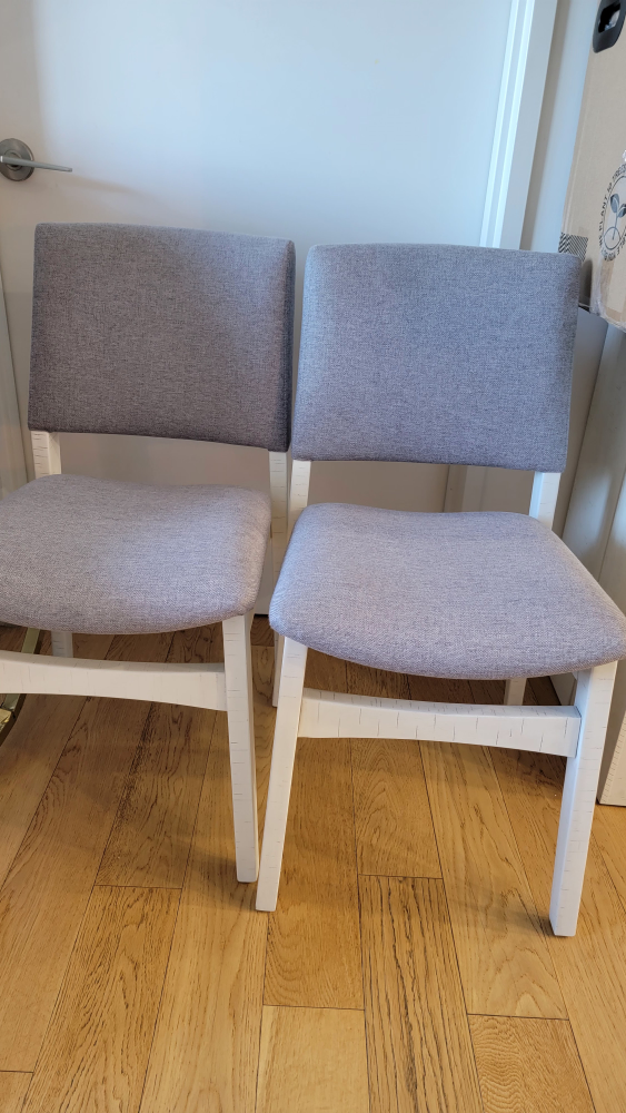 Pair of Gray Upholstered Dining Chairs - photo 4