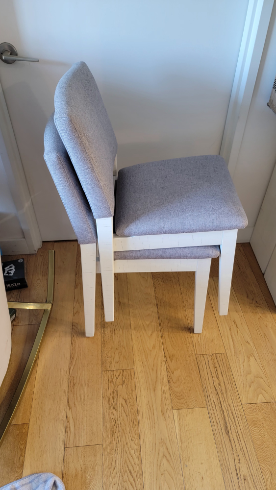 Pair of Gray Upholstered Dining Chairs - photo 5