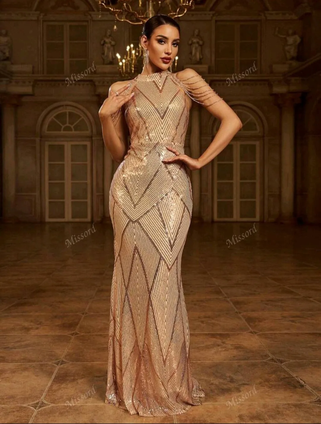 Halter Neck Sequin Mermaid Prom / Evening Dress image indicator(6)