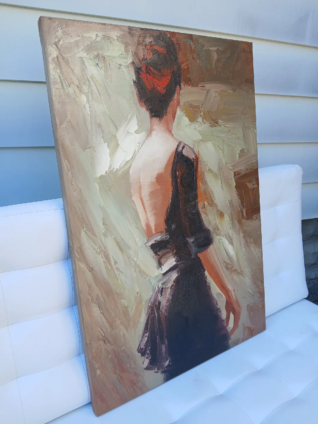 Oil Painting of Woman in Black Dress image indicator(2)