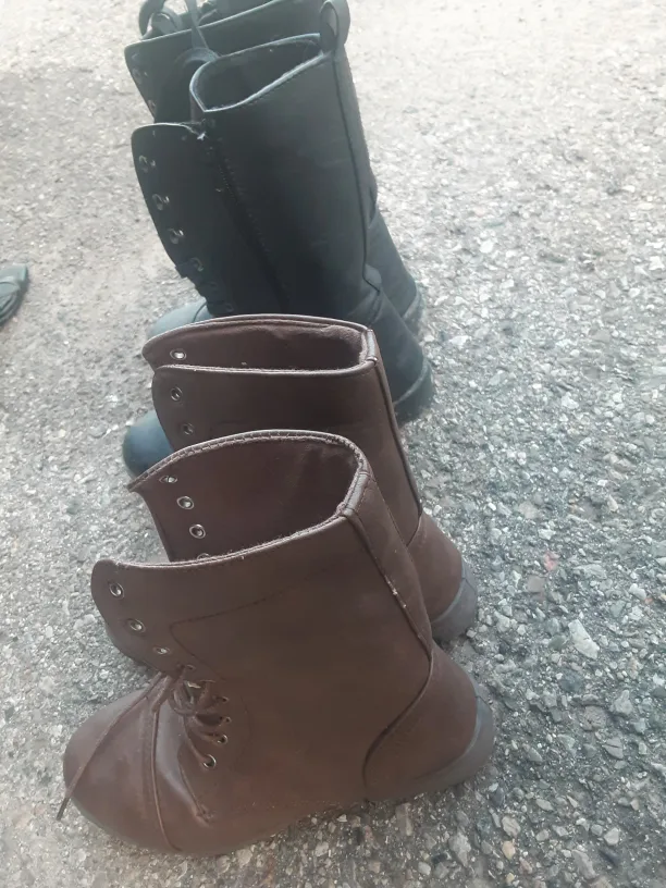 Two Pairs of ladies Boots - Black and Brown US size 6 image indicator(3)