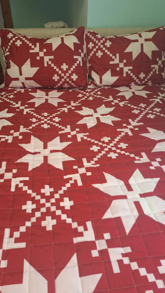 Red and white light weight quilt for sale pickup And Cash Only . image indicator(3)