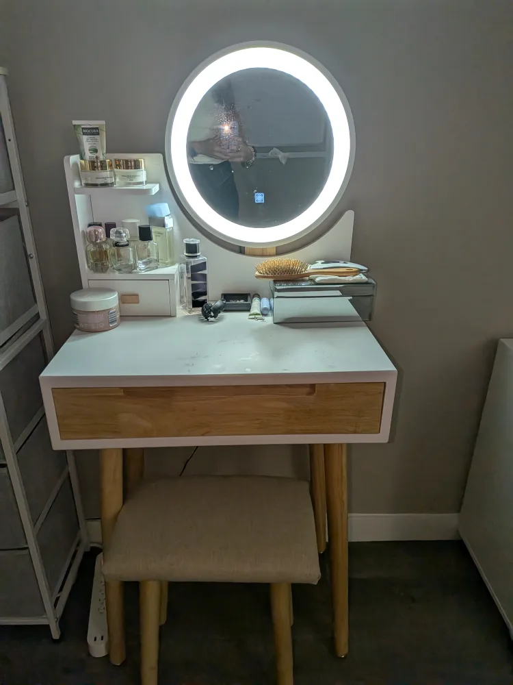 Vanity Table with Lighted Mirror & Stool thumbnail