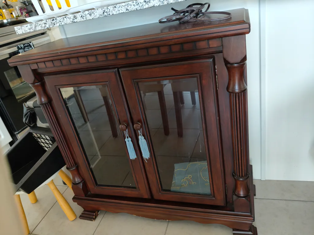 Wooden Cabinet with 2 Glass shelf thumbnail