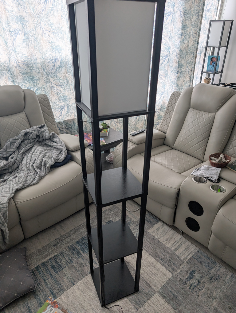 Black Floor Lamp with Shelves - photo 2