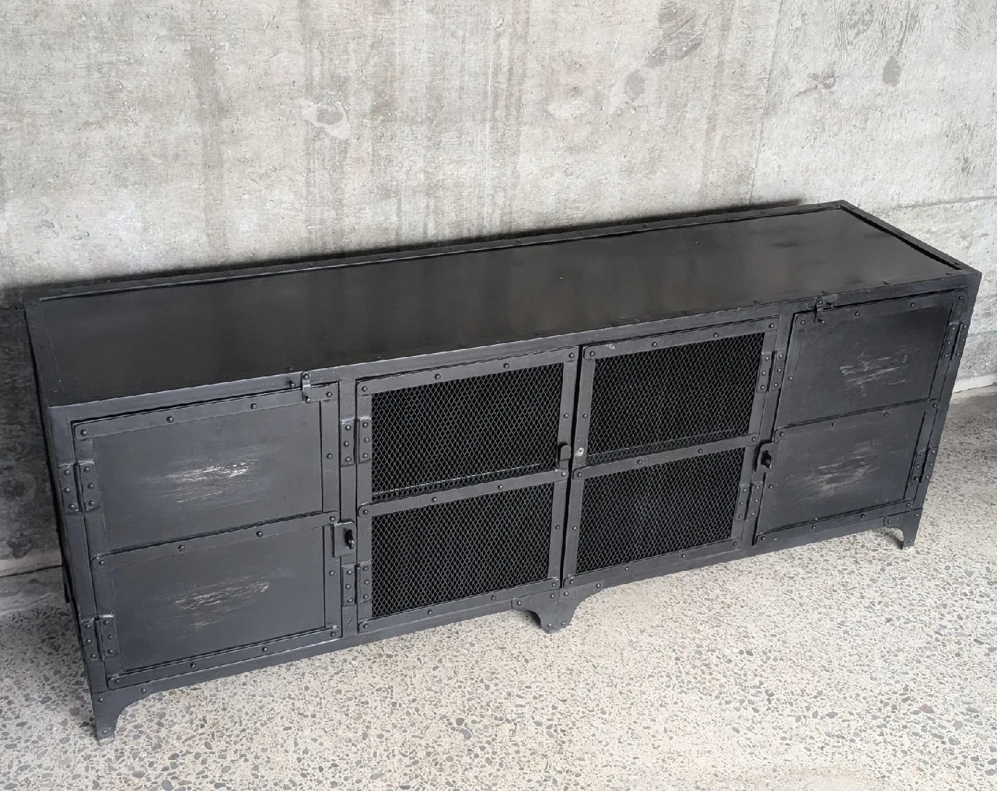 Industrial Style Media Unit/Credenza/Cabinet/Sideboard image indicator(8)