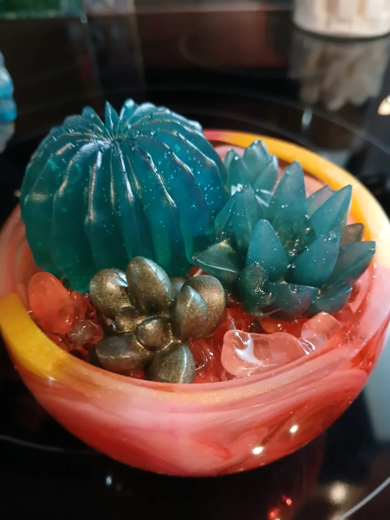 Resin Succulent Planter . Made by Cheryl thumbnail