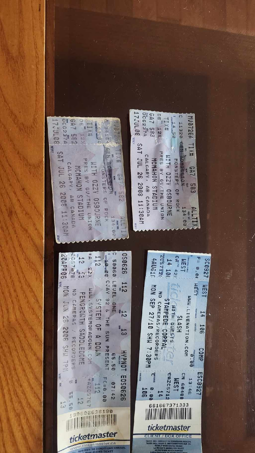 Concert Tickets - Monsters of Rock, System of a Down
