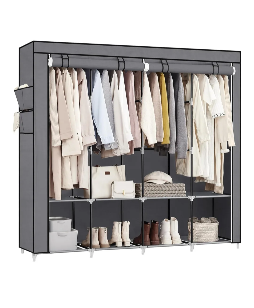 SONGMICS Portable Closet Wardrobe, 66.9" Gray thumbnail