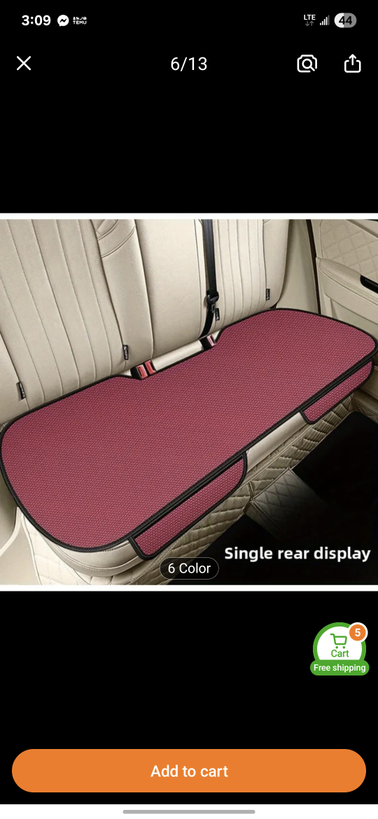 Car Rear Seat Cover - Burgundy, pick Scarborough or oshawa
