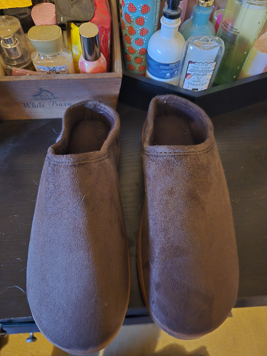 Brown Suede-like Slippers EU 40-41