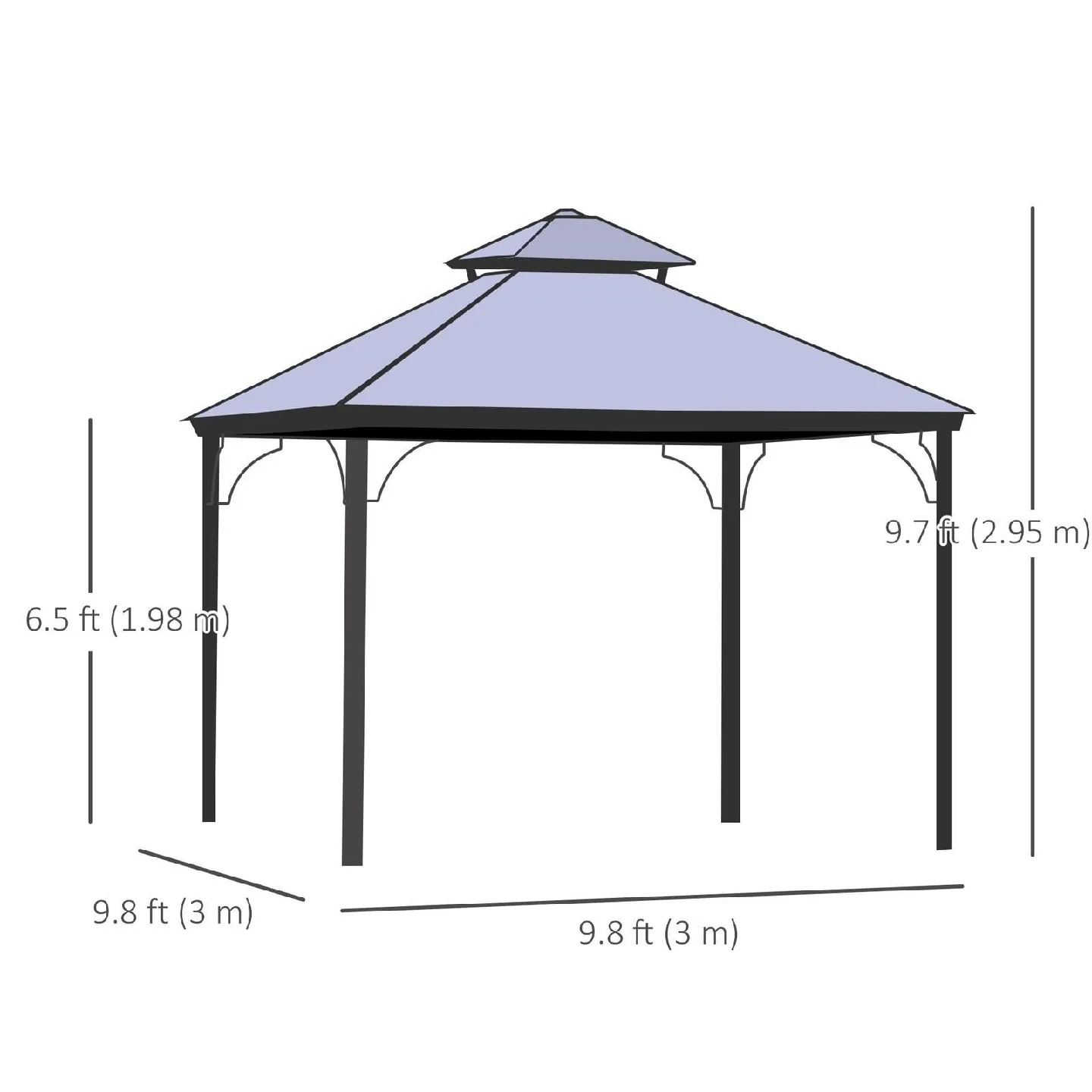 New Hard Top Gazebo with Curtains 9.8 x 9.8 ft image indicator(3)