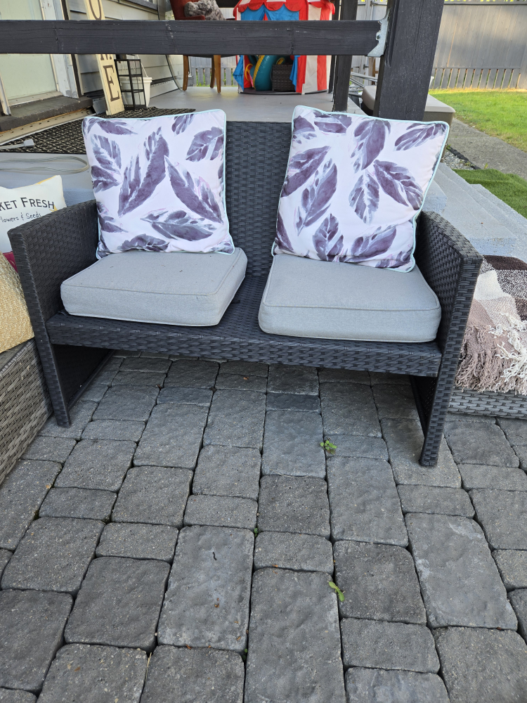 Outdoor Wicker Loveseat with Cushions - photo 2