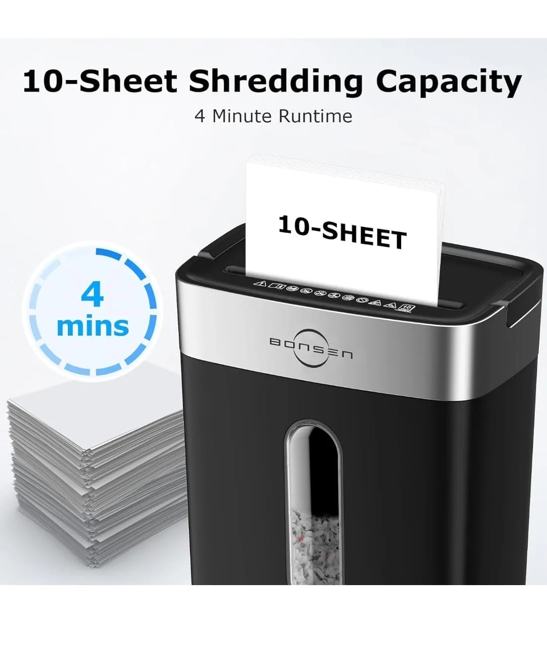 Bonsen 10-Sheet Cross-Cut Shredder - 15 Litres image indicator(2)