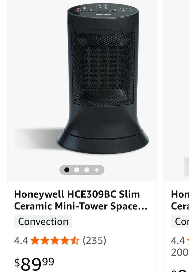 Bnib Honeywell HCE309BC Slim Ceramic Mini-Tower Heater - NEW - photo 4