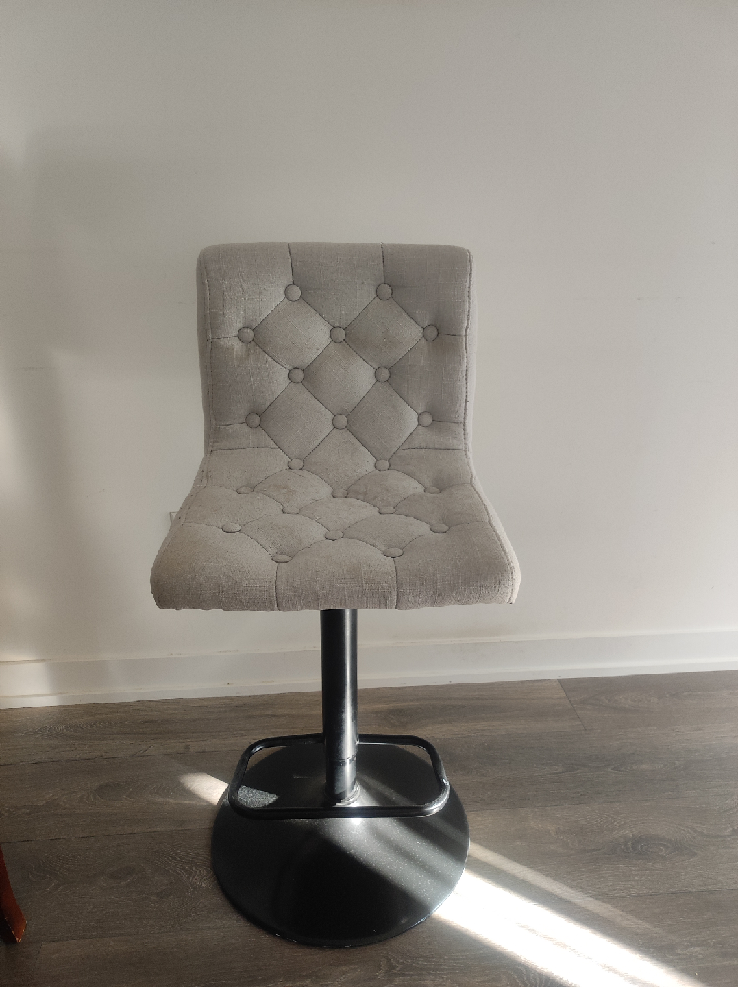 Grey Tufted Bar Stool