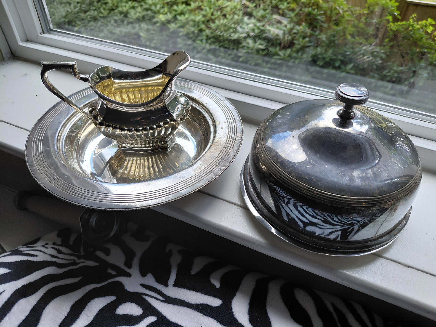 FREE! Vintage Silver Plated Creamer, Plate & Dome