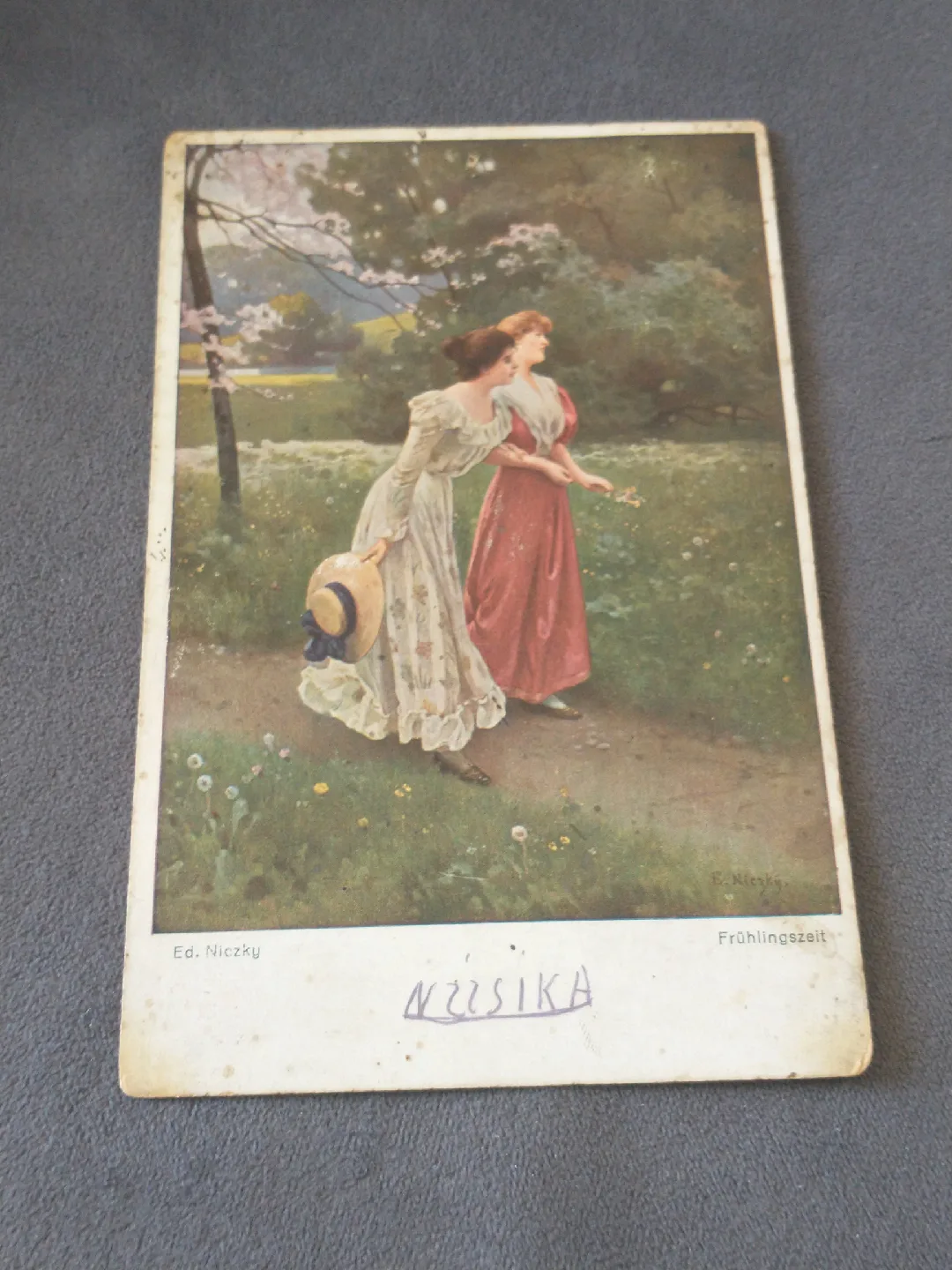 Lovely 1928 mailed Hungary postcard thumbnail