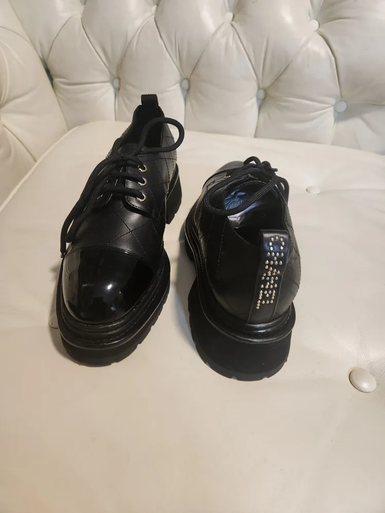 Chanel Black Leather Platform Oxfords image indicator(4)